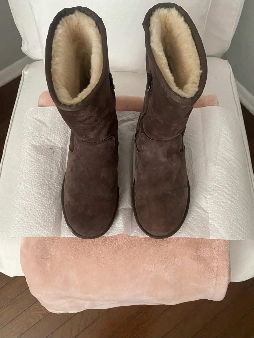 UGG Brown Suede Shearling-Lined Winter Boots